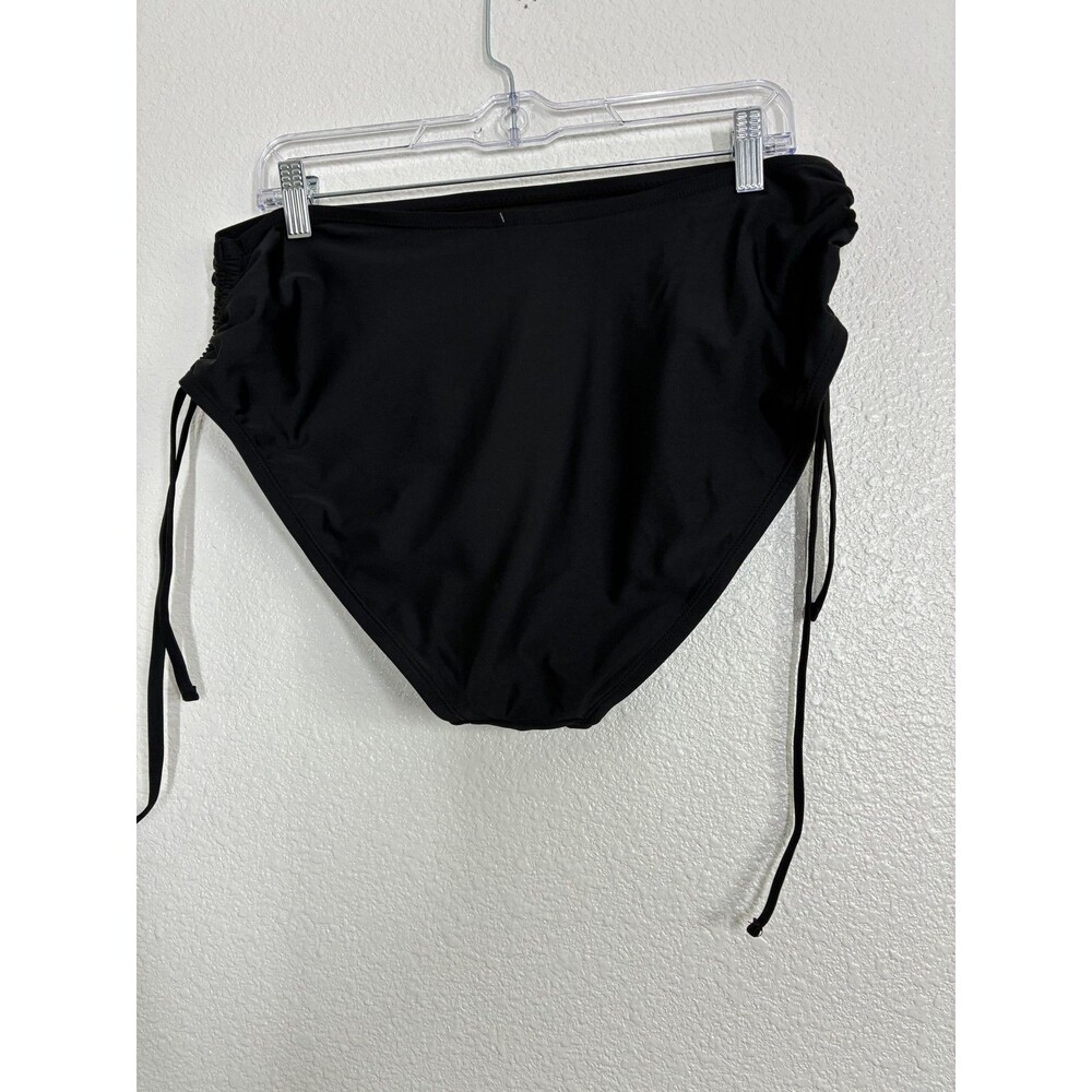 BCBG Paris Bikini Swim Bottom Womens XL Black High Waisted Ruched Side Ties - Picture 9 of 14